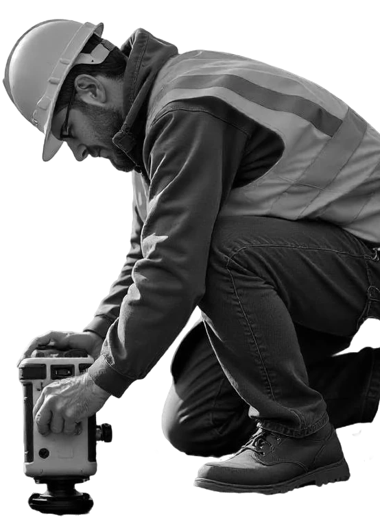 Construction technician using ground-penetrating radar equipment for subsurface investigation, reflecting LCG Solutions’ expertise in underground utility detection and geophysical surveying across Australia.